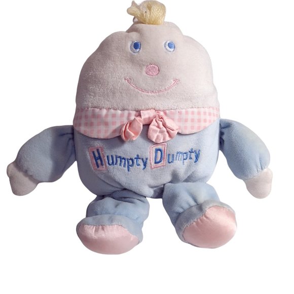 Eden Toys Vintage Eden Humpty Dumpty Baby Plush Toy Egg Blue Pink